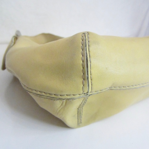 Nine West Small Yellow Hand Bag Buckle Strap Zipper Closure Silver Hardware - Picture 7 of 13